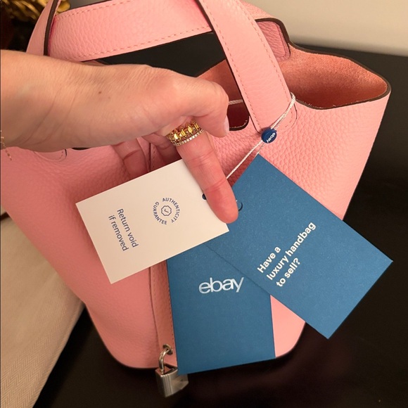 Hermes Picotin 18, Rose Sakura, Clemence Leather, PHW - NWT, full set rare color - Picture 10 of 17